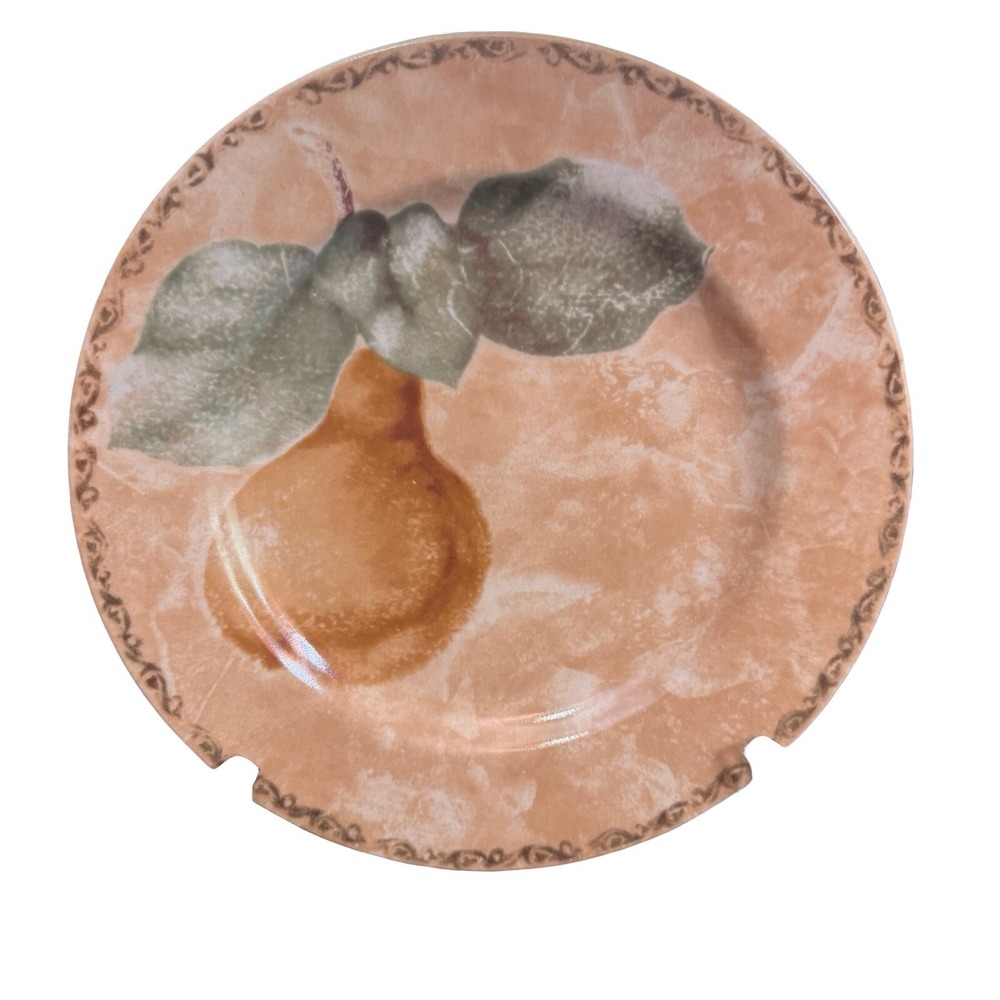 Cheri Blum 222 Fifth Cortland Salad Plate 8.25" Pear Stoneware Disc.Tuscan Fruit